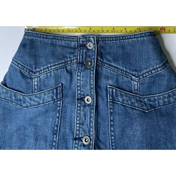 Free People "come a little closer" denim mini skirt size 2 XS Button Down NWOT - Picture 8 of 8